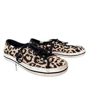Keds x Kate Spade New York Kickstart Leopard Print Lace-Up Sneakers.